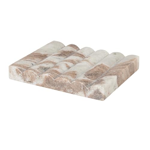 Creative Co-Op Hand-Carved Marble Soap Dish Brown