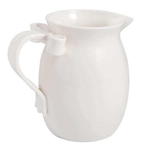 Mud Pie Stoneware White Bow Pitcher