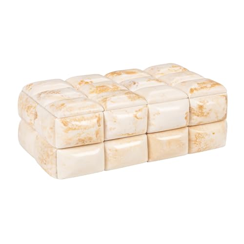 Creative Co-Op Marbled Resin Studded Box Ivory Color