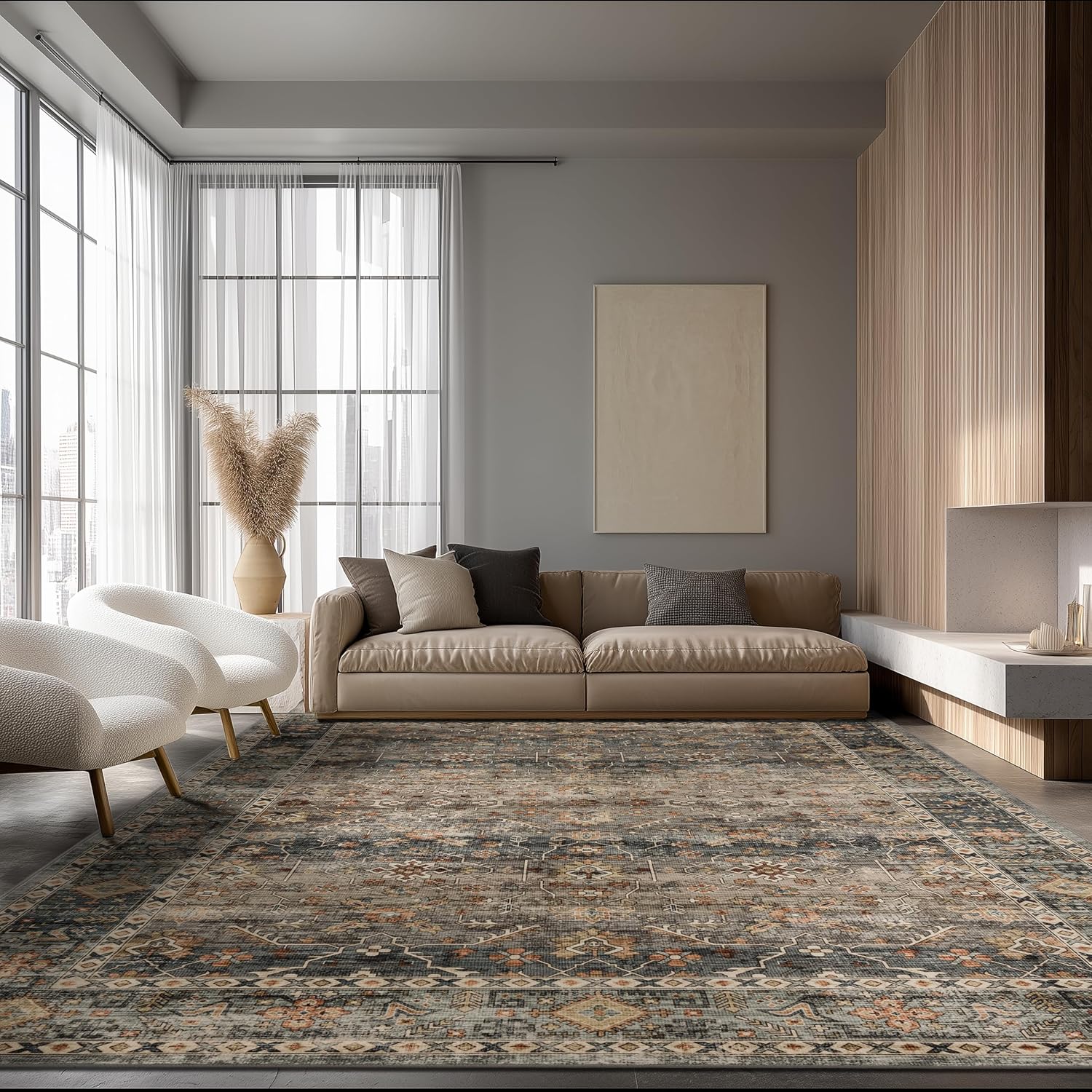 Ruaruarug Washable Area Rug 9×12 for Living Room Ultra Soft Camel
